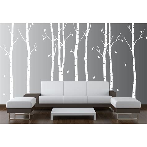 birch tree stencil wall